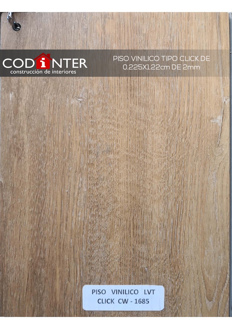 PISO VINILICO DE DUELA DE 3mm : PISO VINILICO TIPO CLICK 0.225x1.22 DE 3mm